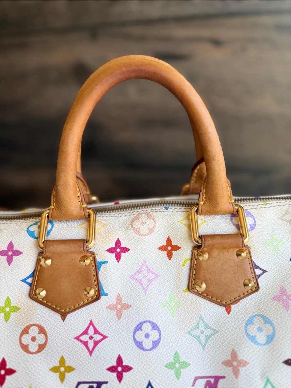 SOLD XPost Louis Vuitton Takashi Murakami Vintage White Multicolor Speedy 30 Bag - Picture 6 of 16